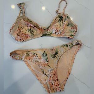 Zimmermann Peach Floral Bikini Top & Bottom Set